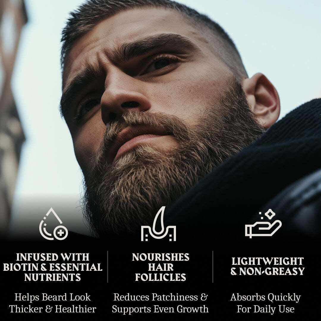 Huile de Croissance de Barbe à la Biotine pour Hommes - Sans Parfum