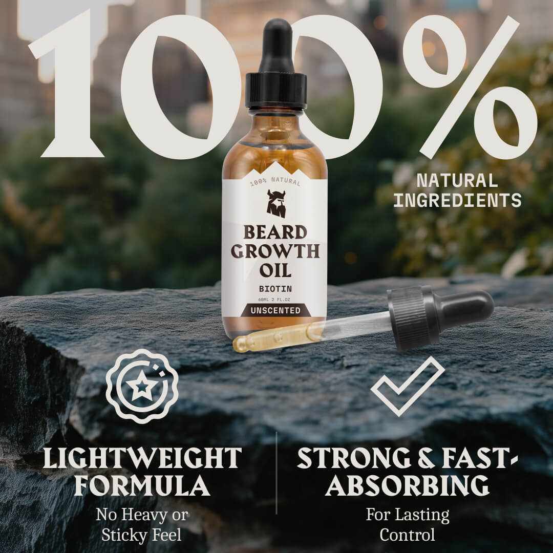 Huile de Croissance de Barbe à la Biotine pour Hommes - Sans Parfum