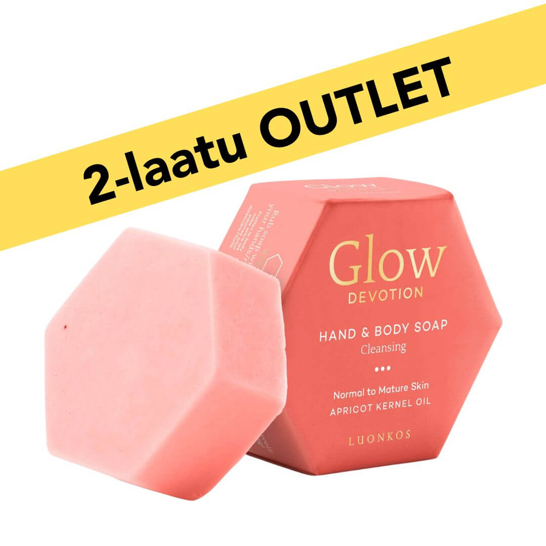 Luonkos Devotion hand and body soap with apricot kernel oil, natural ingredients, gentle cleansing for normal to mature skin, 2nd quality outlet product