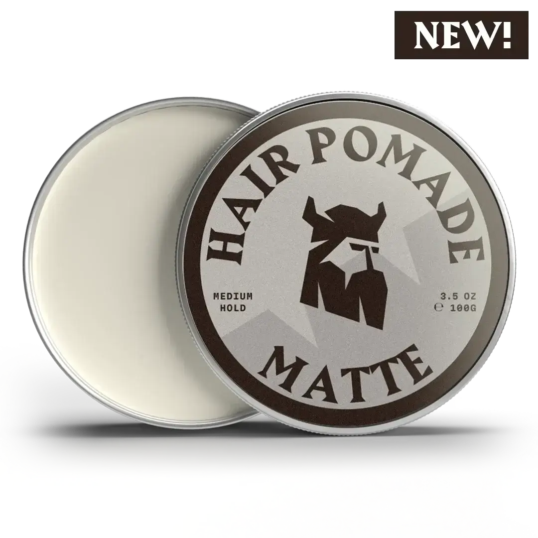Luonkos Hair Pomade Matte Finish tin container with NEW badge, Medium Hold, linen scent, 100g
