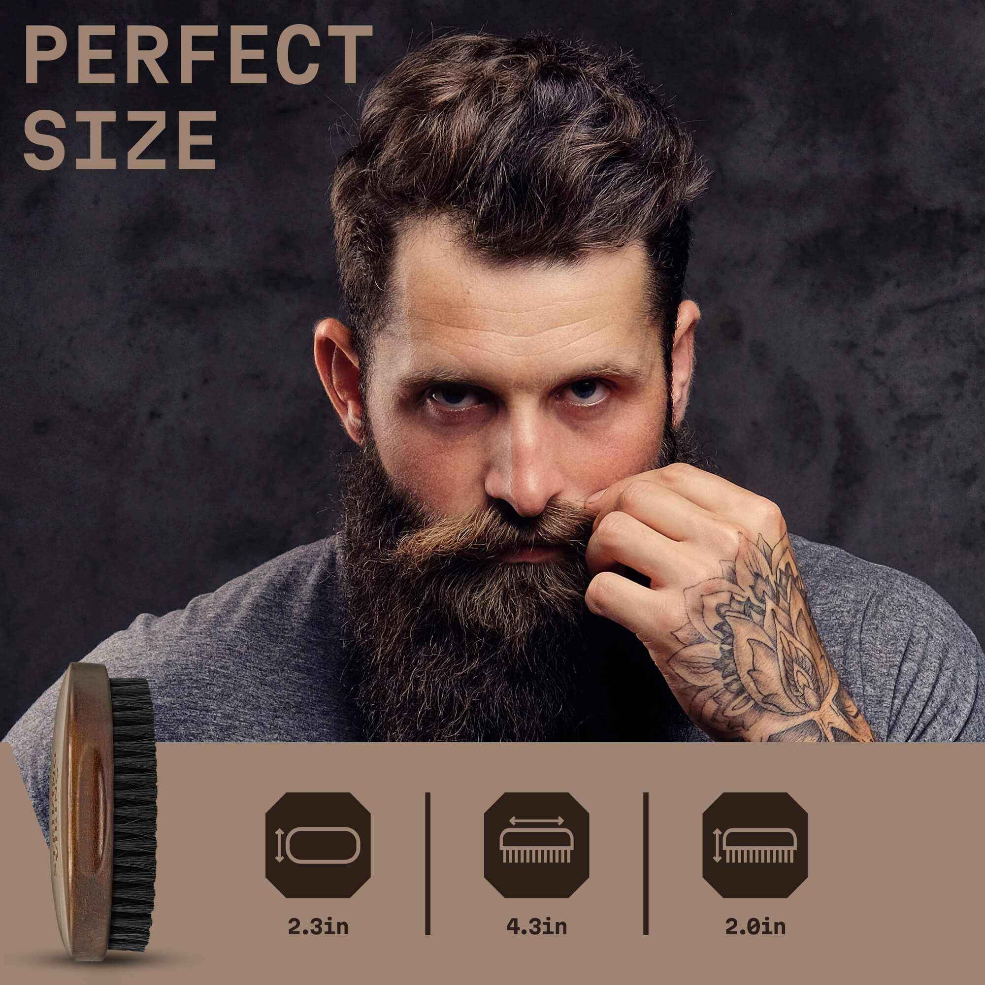Boars Hair Beard Brush for Men - Beach Wood