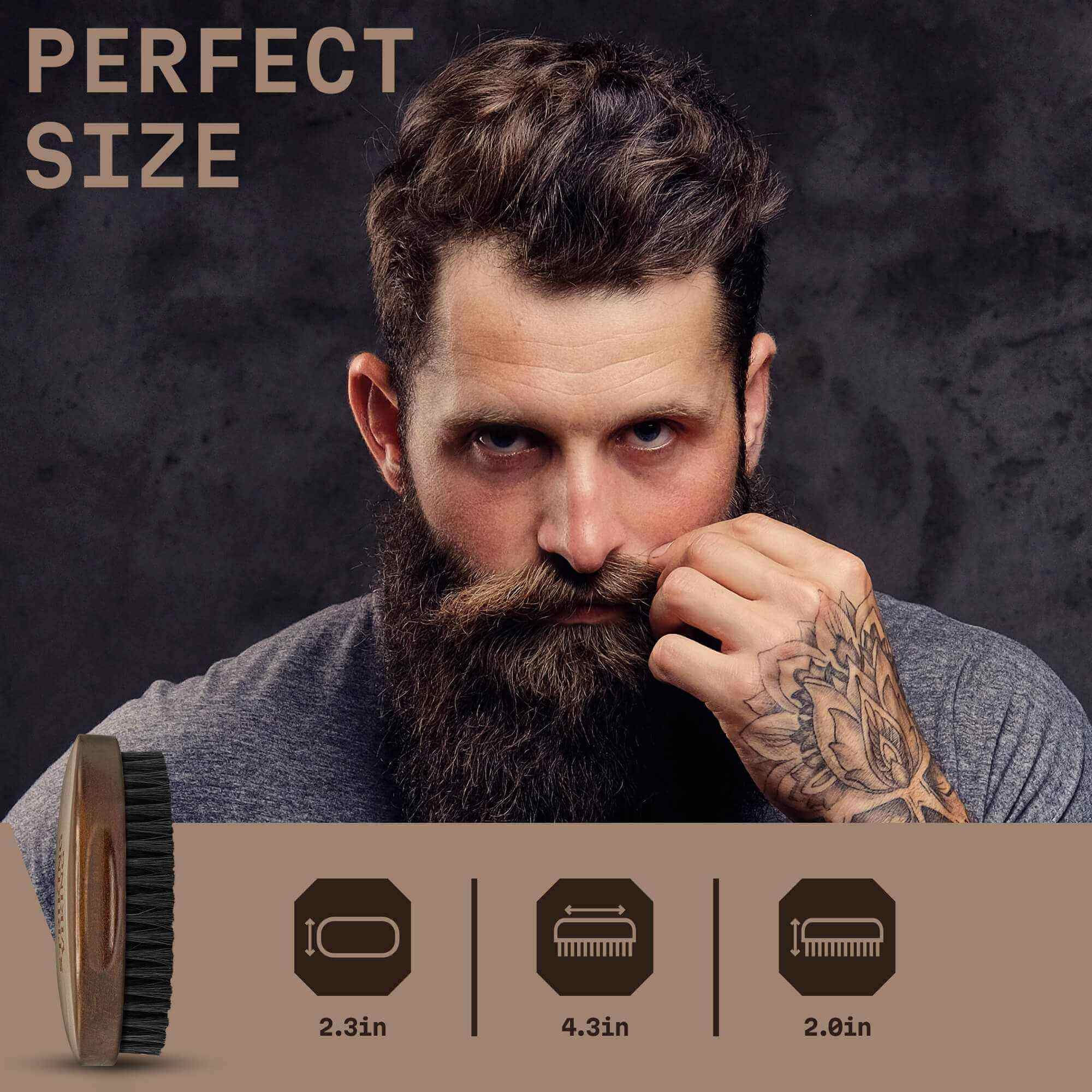 Boars Hair Beard Brush for Men - Beach Wood