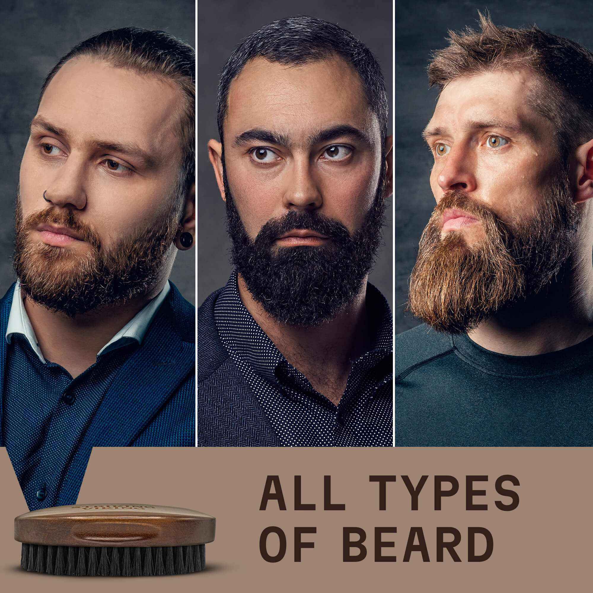 Boars Hair Beard Brush for Men - Beach Wood
