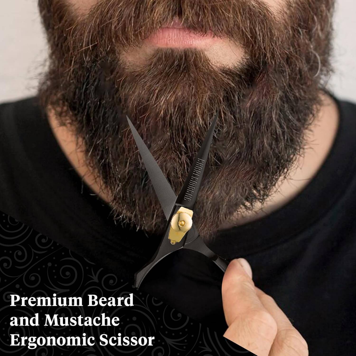 Japanese Steel Beard & Mustache Scissors with Finger Rest (5")