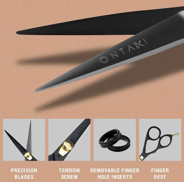 ONTAKI japońskie stalowe nożyczki do brody i wąsów dla praworęcznych i leworęcznych (5,5")