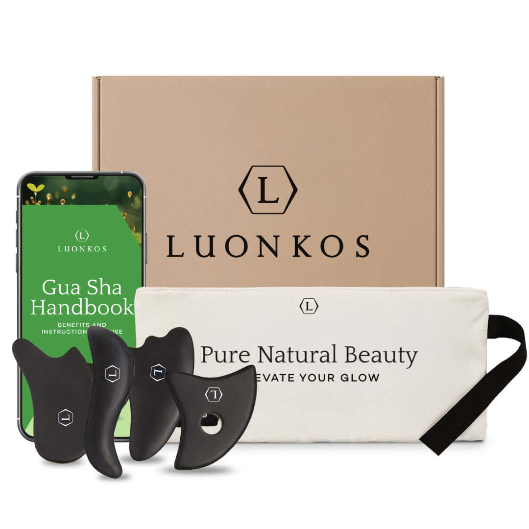Gua Sha Bian -kivihierontatyökalusetti kasvoille - 4 kpl