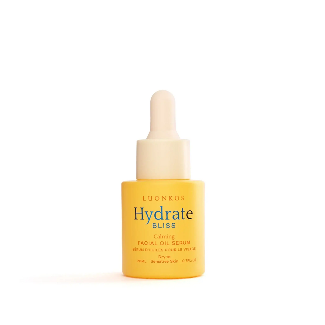 Luonkos Bliss C-vitamiini öljyseerumi kasvoille, rauhoittava ja kosteuttava luonnollinen hoito kuivalle ja herkälle iholle, 20 ml.