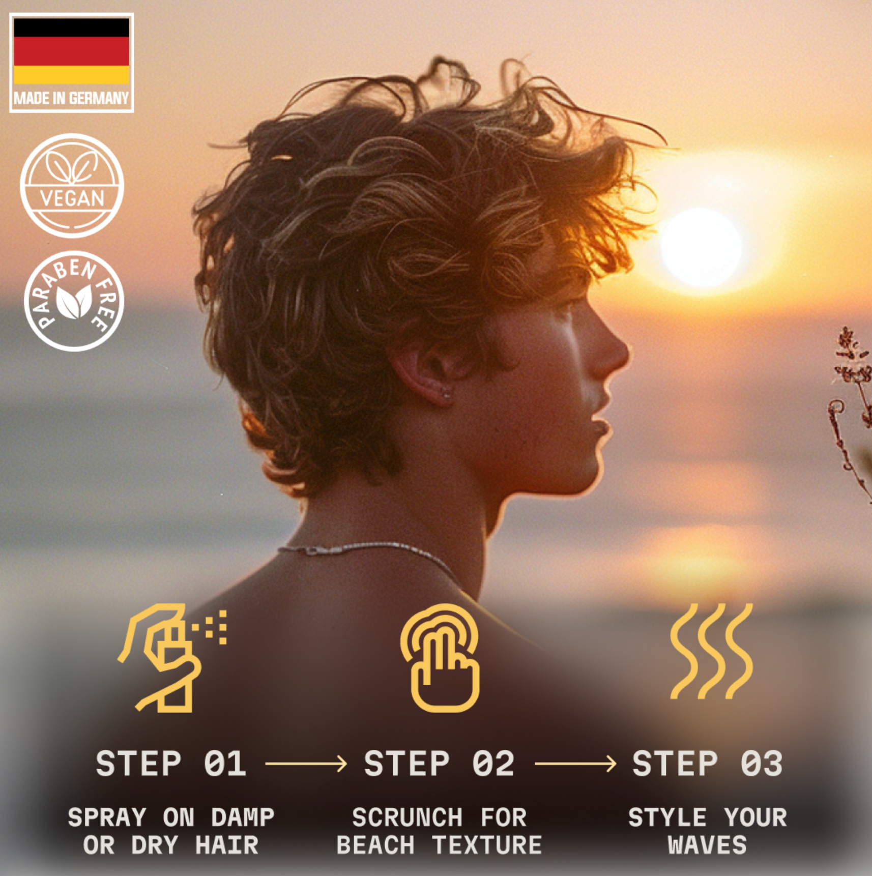 Spray do włosów z solą morską - Mocne utrwalenie - Cytrusowy