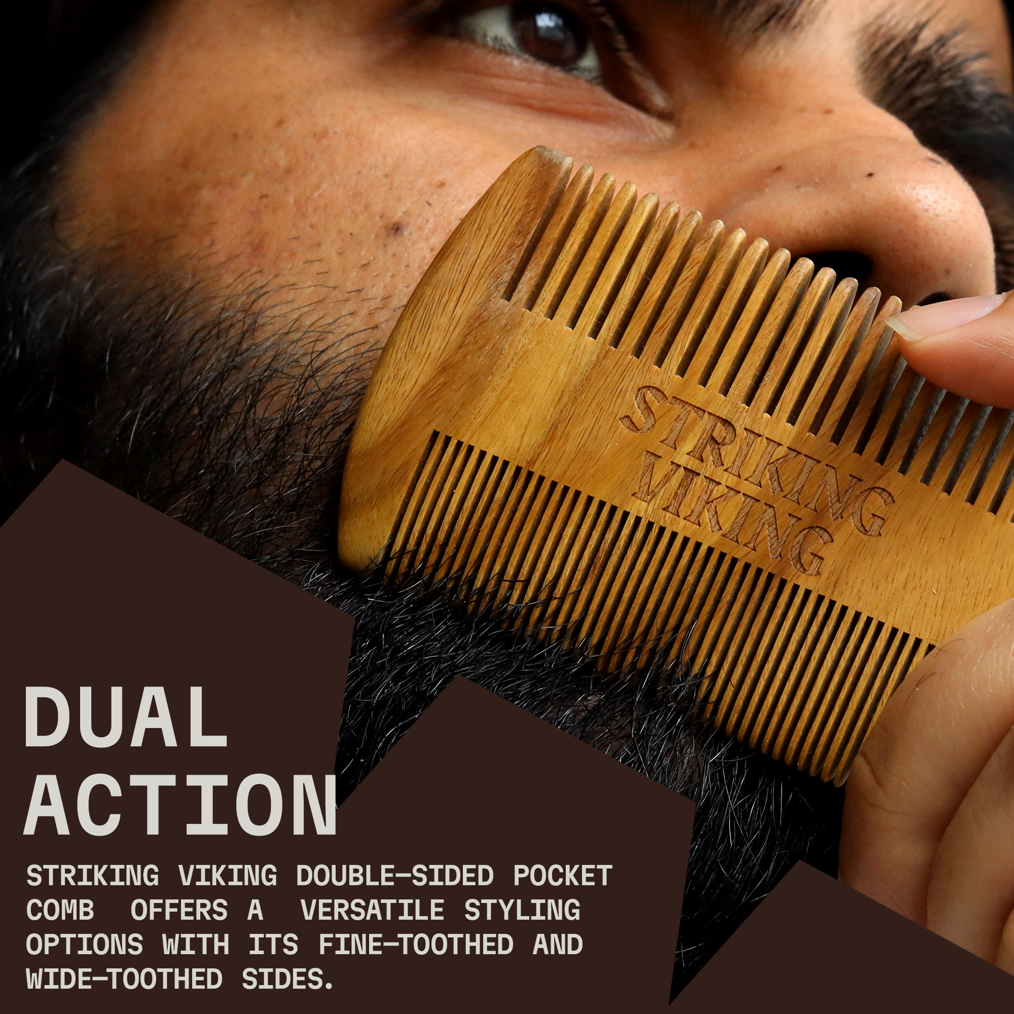 Sandalwood Wooden Beard Comb - Black